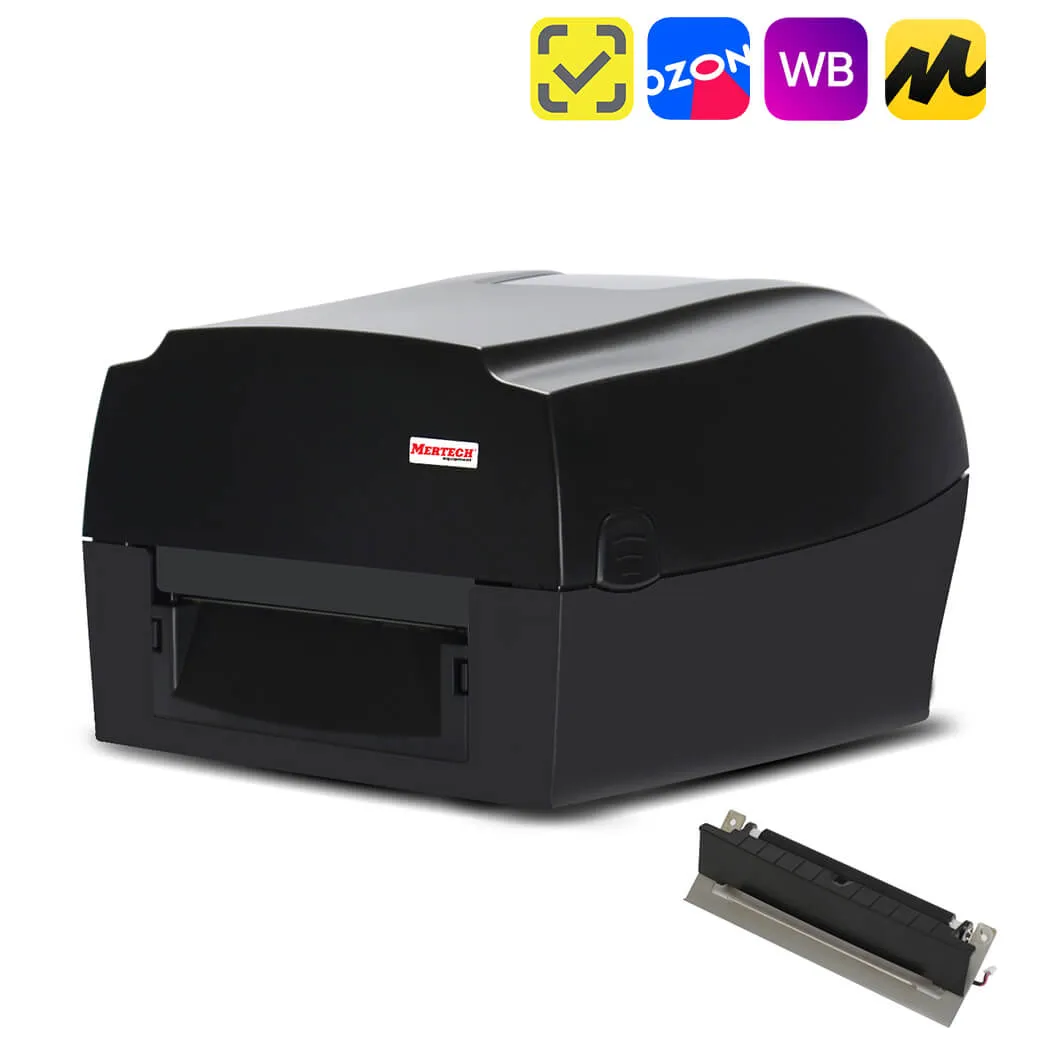 Комплект: термотрансферный принтер этикеток MERTECH TLP300 TERRA NOVA с отделителем (Ethernet, RS232, USB) black
