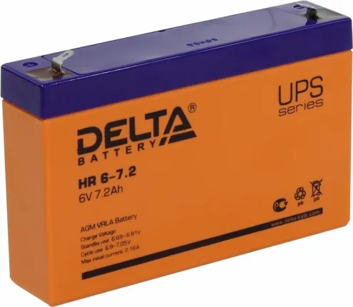 Аккумулятор 6V 7.2Ah, DELTA HR 6-7