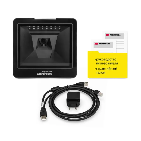 стационарный сканер штрих кода mertech 7800 ai 2core p2d usb, usb эмуляция rs232 black