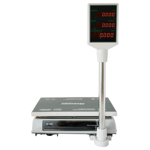 весы торговые m-er 326acp-15.2 с акб (стойка) led slim