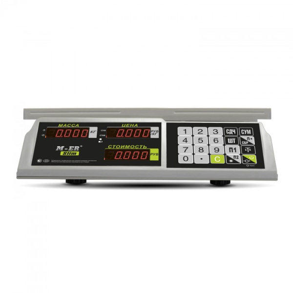 весы торговые m-er 326ac-15.2 с акб (без стойки) led slim